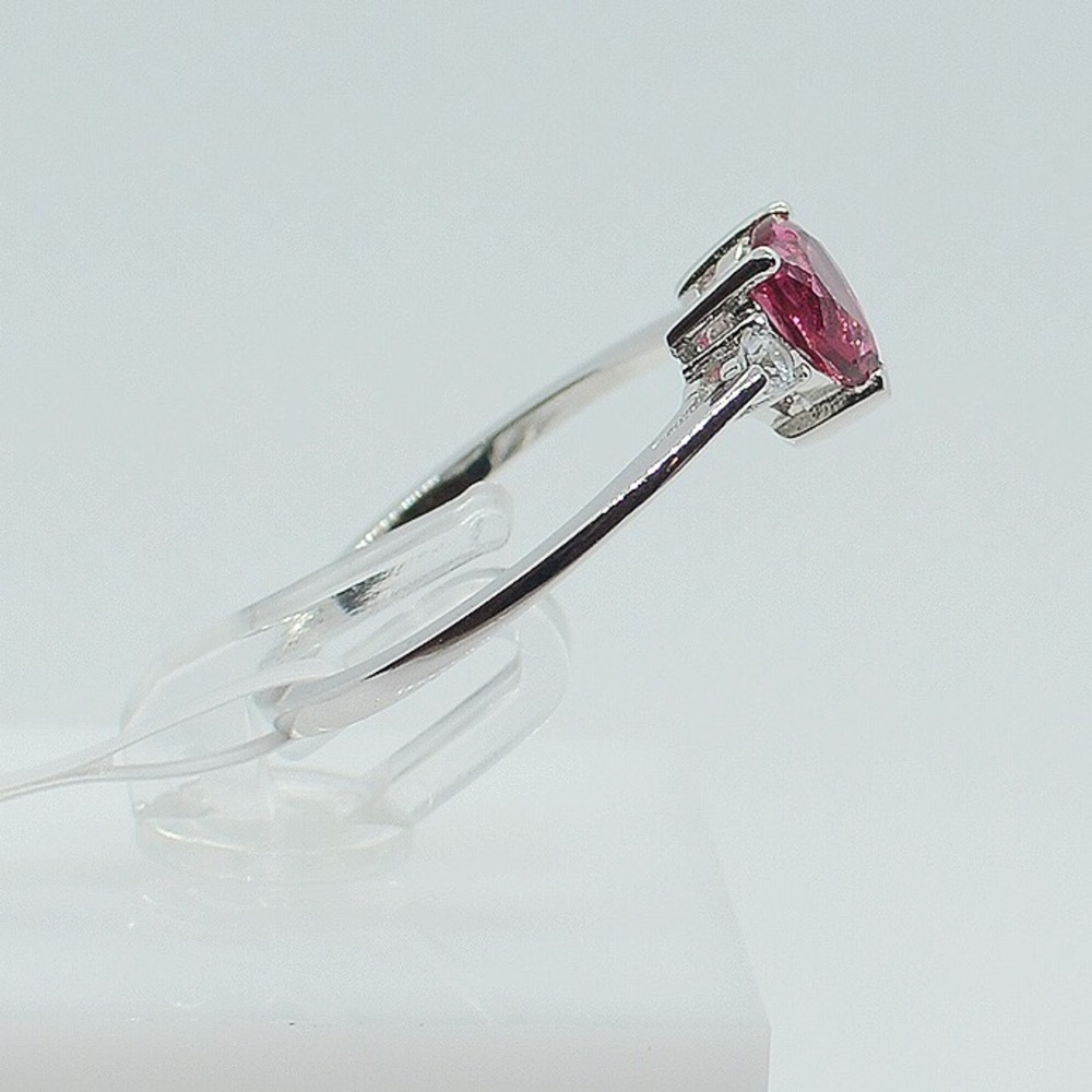 .925 Sterling Silver Red Ruby Heart Ring - Picture 2 of 7